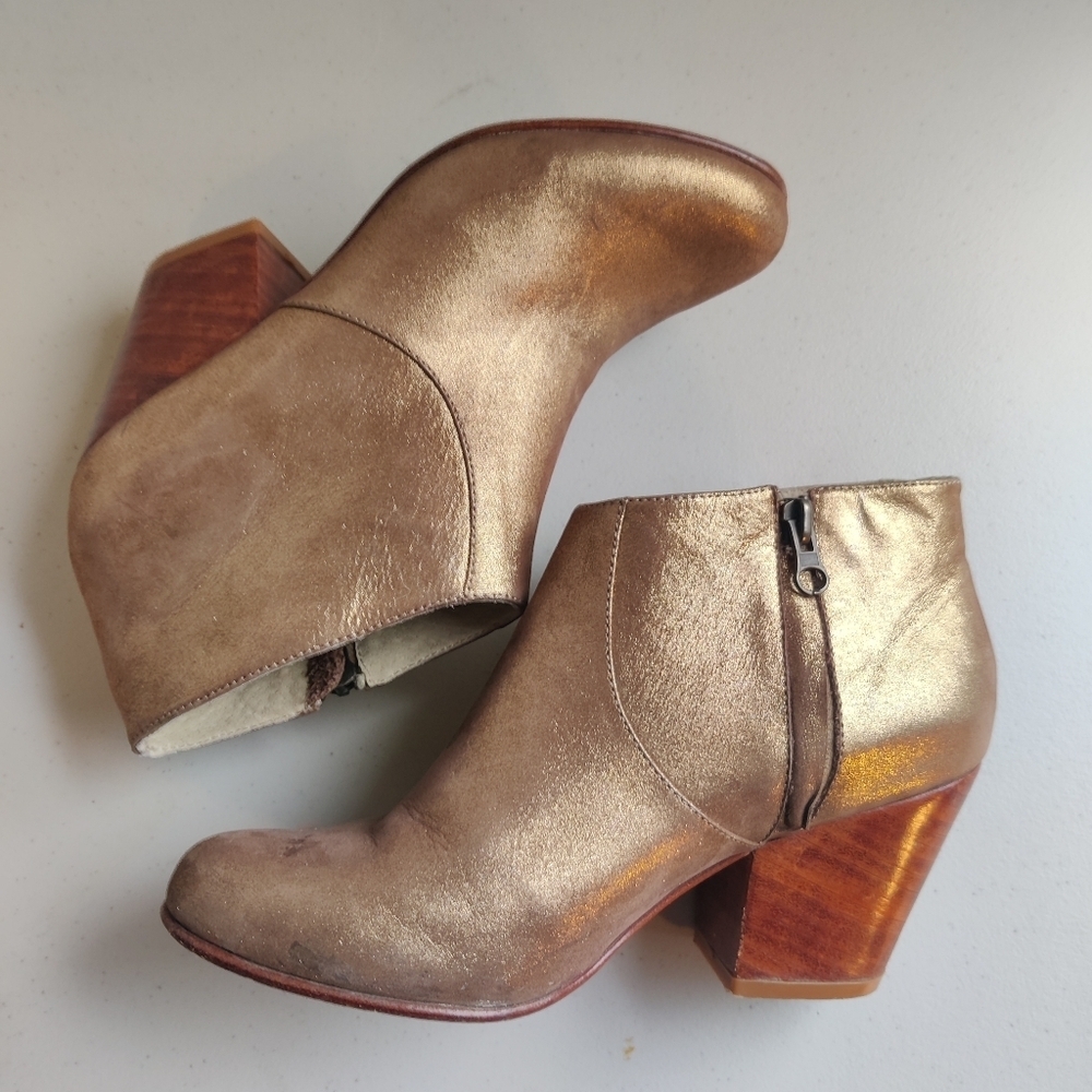 Fortress of Inca Ankle Boot Heels Antique Gold Leather Womens 6 Anthropology